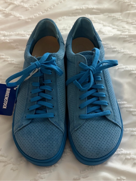 Birkenstock Shoes - Birkenstock Women’s Light Blue Perforated Suede Sneakers size 9